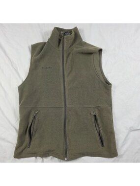 Columbia Mens Tall Fleece Vest LT Full Zip Olive Green Lightweight Outdoor Layer